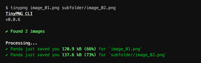 Processing multiple PNG images with TinyPNG CLI